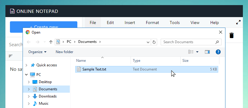 Open file dialog in Loawa